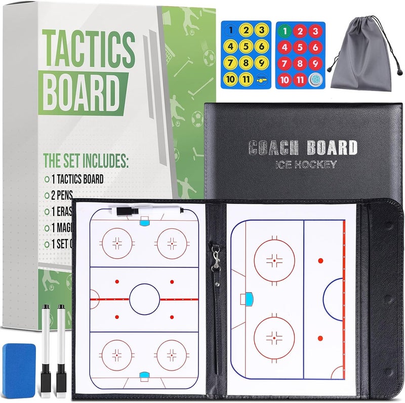 ZPU Dry Erase Coaching Board, Magnetic Coaches Clipboards, Portable Foldable Tactics Board with Dry Erase Marker Pen and Magnets – Basketball, Football, Soccer, Hockey - Image 1